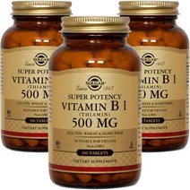 솔가 슈퍼 포텐시 비타민 B1 (티아민) 500mg 타블렛 비건, 100개입, 3개