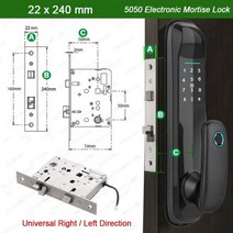 RAYKUBE 투야 와이파이 스마트 도어락 홈용 자동 전자 생체 인식 잠금 TT 지문 FM09 신제품, TT Lock Version, 22x240mm