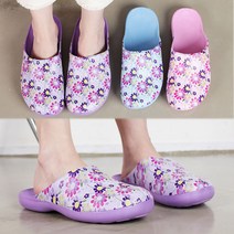 그린섬 2cm 가벼운 미끄럼방지 아웃솔 꽃무늬 앞막힘 욕실화, 퍼플, 1개