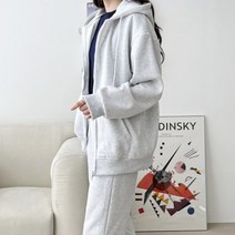 베이직한 여자 오버사이즈 집업후드 이중지퍼 기모안감