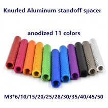 알루미늄용접봉 10pcs M3 다채로운 Knurled 알루미늄 standoff 스페이서 열 막대 m3x6/8/10/12/15/20/25/28/30/35/37/40/45/50, [13] M3x50, [08] Pink