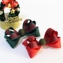 [204윈터볼륨]데일리 유아 아동 여아 겨울 크리스마스 원단 리본 머리핀 헤어핀