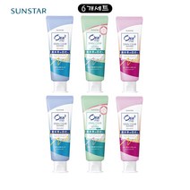 일본 선스타 오라투 치약 Ora2 me 스테인클리어 페이스트 140g 6개 세트, 피치리프민트2, 플로럴화이트티2, 내츄럴민트2