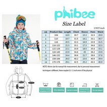 PHIBEE 빅 보이즈 방수 통기성 야외 따뜻한 스노우보드 스키 재킷 프린트 .. 정품보장, Print