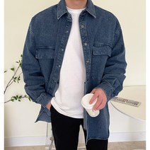 더유니크제이 남자 오버핏 청남방 흑청 남방 데님 셔츠자켓 빅사이즈 가능 2컬러