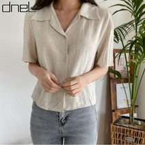 드넬 드넬 와이드카라린넨블라우스DB12137A