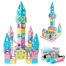 Magblock 마그네틱 빌딩 블록 STEM 교육 장난감 타일 소년 소녀를 위한 세트 마그넷 스태킹 어린이 기본 기술 학습 및 개발 완구-훌륭한 선물 103PCS, 103