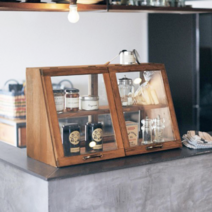 브랜드 우드 원목 쇼케이스 빈티지 엔틱 그릇장 옛날찬장 장식장 진열장, D타입(밝은 우드 1열 2단)