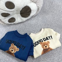 [댕댕펫토리]곰돌이 커플맨투맨(2color)/강아지커플옷, 아이보리
