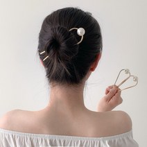 블루씨티 3개 세트 페리 진주 U자 헤어 올림머리 비녀