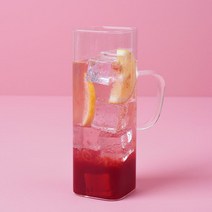 홈카페 까페라떼 손잡이 사각 클리어 유리컵 리빙 더블글라스, H-500ml