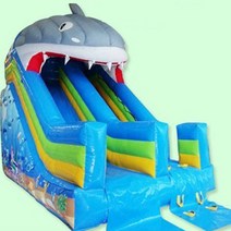 노리모아 물놀이 미끄럼틀 슬라이드 대형 에어바운스 수영장 풀장 튜브 워터슬라이드 펜션 풀빌라 송풍기 증정, 03_상어 슬라이드