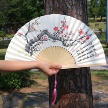 [자체제작] 백의민족공방 국산 전주 합죽선 부채 (대), 달과 소나무