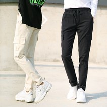동대문스타일 남자바지 면마 스판 카고 밴딩팬츠 28~36 국내생산 남성 면바지
