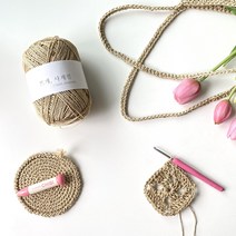 뜨개사계절 여름 코바늘가방실 라탄실, 블랙1볼