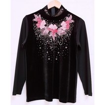 꽃보다할머니 엄마 가을겨울봄 반목 폴라 티셔츠 옷 큐빅 60대70대80대 선물 요양원