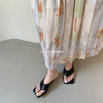 소가죽 수입 여름 여성 스퀘어 뮬 슬리퍼 힐 4cm 5cm 발 편한 샌들 로우 김나영 성수동 아쿠아 쪼리 통굽 젤리 푹신한 플랫 슈즈 225