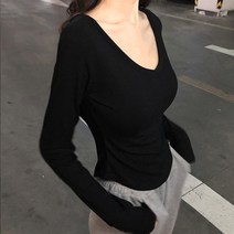 루나글램 브이넥 긴팔티 크롭티