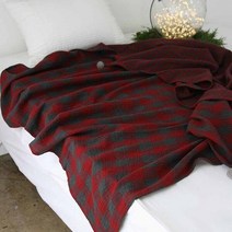 아트박스/앤코튼 이중거즈 체크 폼폼 블랭킷/쇼파담요[small]