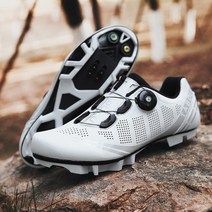 TABOLU 로드바이크 MTB 입문용 클릿슈즈 평페달슈즈 자전거신발, 37, 화이트(MTB클릿)