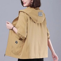 빅사이즈 루즈핏 후드 코트 스프링스프링 New-아이템 엄마옷 코디 캐주얼 트렌치코트 빅주머니 긴소매 외투 데일리룩, 말린장미