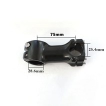 자전거 핸들 바 스템 직경 254mm 알루미늄 합금 60mm 75mm 90mm 길이 고강도 경량 실버 블랙 색상, Black 75mm, 1개