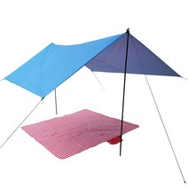 은 코팅 그늘막 텐트 캠핑 초경량 휴대용 텐트 방우 자외선차단 차일막, 300*400cm, 실버 블루 (무선)