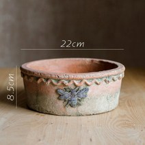 북유럽 인테리어 꿀벌 붉은 빈티지 도자기 화분, D(하단에 구멍 있음)_큰