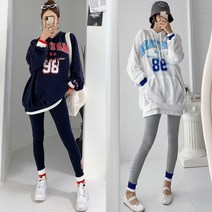 (당일발송/12시이전주문건) 마이비몰 빅사이즈 오버핏 타나 봄가을 롱 후드 맨투맨 티셔츠+레깅스 트레이닝 세트