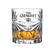 GLENLIVET 글렌리벳 핸드메이드 플라워패턴 크리스탈 위스키 글라스, 1개