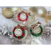 예쁨뜨개질 크리스마스 리스수세미 포장무료 성탄절 핸드메이드 아크릴 손뜨개 선물용 선물포장 예쁨주의 손뜨개수세미, 혼합(레드+그린)