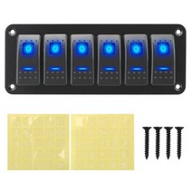 카라반 캠핑카 부품 수리용품 24v 12v 스위치 패널 6 라이트 토글 led 방수 자동차 자동차 액세서리 해양 보트 캐러밴 rv 트레일러 트럭 차량, 씨엔, 파란색, 1개