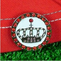 파비온골프 크리스탈 크라운 골프 볼마커, 레드/2.5cm