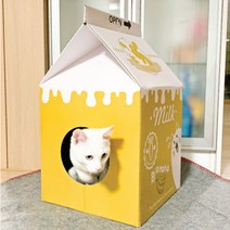 스트레스해소 숨숨집 길냥이집 고양이 반려묘 집만들기 스크래쳐 종이박스 캣닢 야외길고양이, 밀크