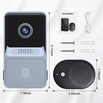 스마트 인터폰 스마트 홈 비디오 인터콤 와이파이 적외선 야간 야외 홈 보안 알람 카메라 480p monito 무선 버튼 초인종, z20 그레이
