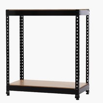 식당창고 높낮이조절 선반 1.5m 철제 조립식 앵글 박스수납 펜트리 메탈렉, JSR 독립2단 블랙, 150cm, 90x50cm