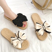 리본 쿠션 슬리퍼 뮬 여성 샌들 여름 사무실 실내화