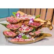 황소 플레이팅 소고기 접시 업소용 막창 육회 뭉티기, C