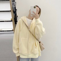 따뜻한 기모 맨투맨 여성스러운 루즈핏 슬림핏 후드 가디건 집업 솔리드 심플 톱 하늘비즈 Q664N632