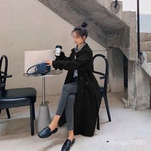 트렌치 하프 슬림핏 니 오버코트 코트