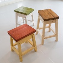 드라마 비엔스툴 소나무원목 사각스툴의자 다양한컬러, 진자주색+투명, 55cm