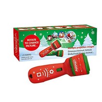 WujiJia 아동용 크리스마스 손전등 프로젝터 실물 같은 24가지 종류의 디자인 교육 산타클로스 트리 장난감 선물 산타 패턴 취침 시간 인지 재미있는 토치 2개, 레드(2개)_크리스마스