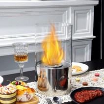 (국내배송) 에탄올 난로 JHY design 원형 실버 가정용 불멍 바이오 알콜 유리 벽난로 불꽃 멍때리기 감성 캠핑 손담비 경수진, 실버-중형 난로 + 에탄올연료 1L