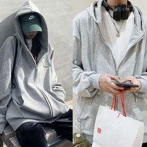 남녀공용 무지 후드집업 얇은 간편용 빅사이즈 2장세트