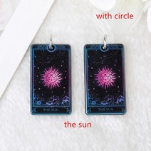 10Pcs 38*22 MM 블랙 타로 카드 매력 마법의 점 공예 아크릴 보드 썬 문 및 연인 쥬얼리 DIY 액세서리, sun with circle_CHINA