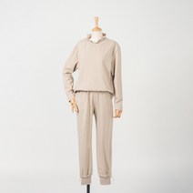 미즈스토리 셔링 스트링 긴팔 티셔츠 허리밴딩 조거 팬츠 트레이닝 세트 (2color)