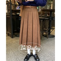 미즈 스웨이드 플리츠 롱스커트