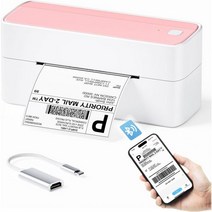 포메모 Bluetooth 감열식 라벨 프린터 241BT 4X6 중 무선 배송 패키지용 핑크 iPhone Android Amazon Shopify UPSP와 호환 가능, Pink