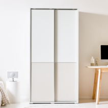 레오가구 슬라이딩원 올화이트 밸런스 옷장 1000, 2서랍 구성