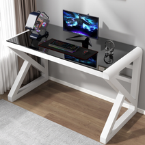 코알라 강화유리 컴퓨터책상 게이밍책상 철제책상 조립식DIY 사무실용 1인용데스크, 블랙&화이트